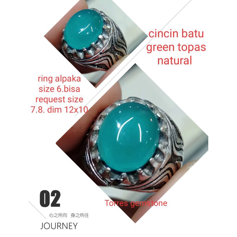 Cincin batu akik topas green natural