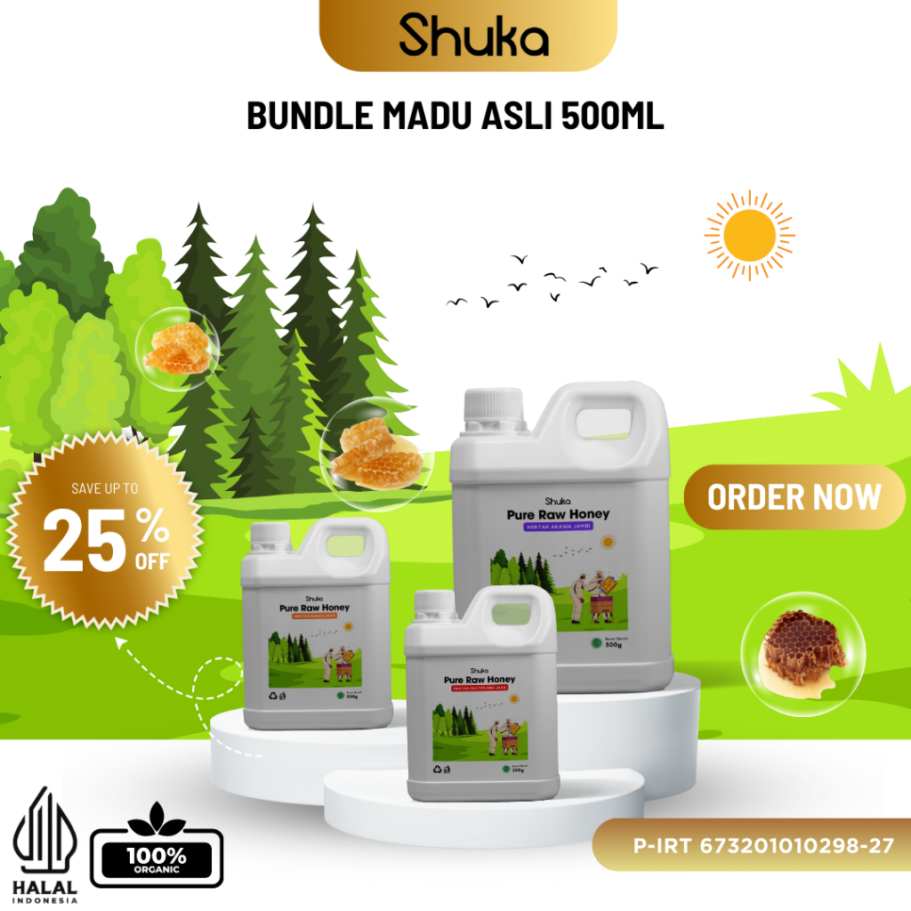 

BUNDLE Madu 500ml - Madu Shuka Official - Madu Asli Murni - Natural Raw Honey