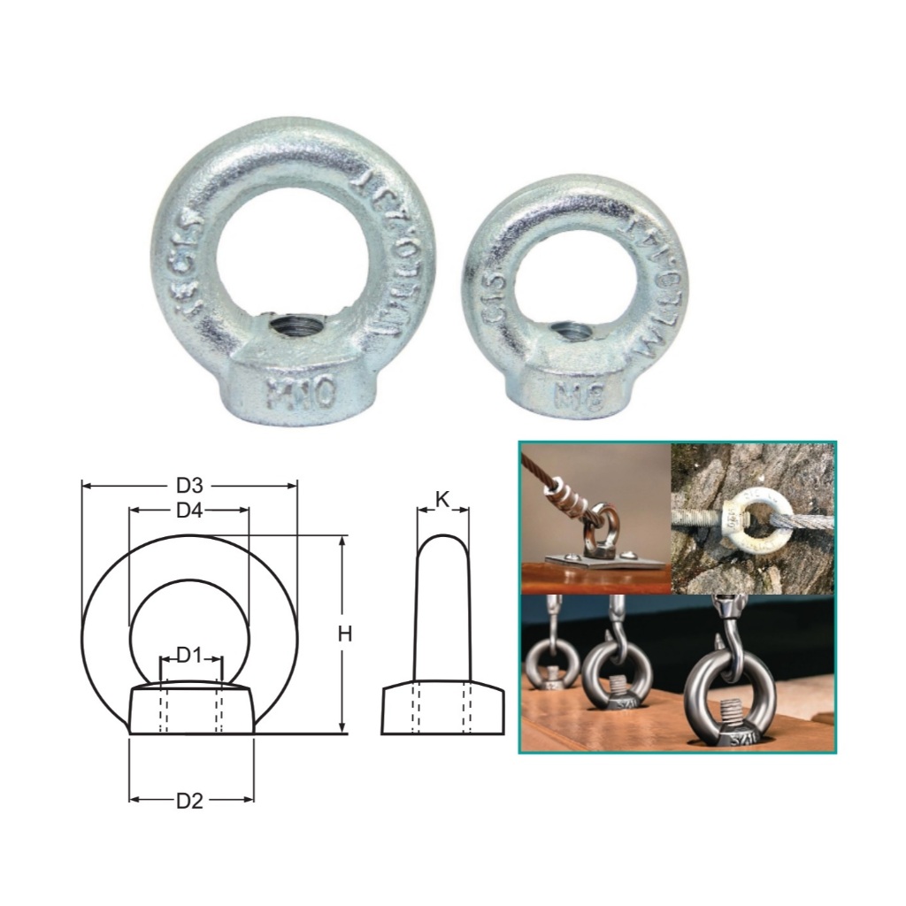 female eye bolt nut hook gantung drat dalam baut gantungan