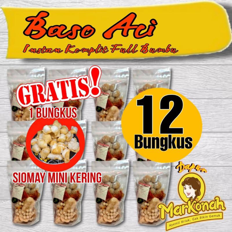 

Paket 12 Bungkus Baso Aci Instan Komplit Full Bumbu Kuah Kaldu Pedas FREE 1 BUNGKUS SOMAY MINI KERING