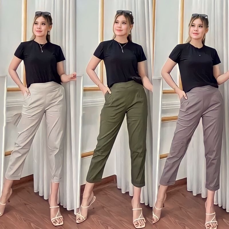 Gio Pants - Celana 7/9 Wanita Katun Twill Combed Streach