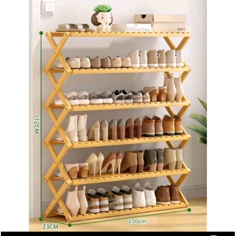 Rak Sepatu Susun Rak Aesthetic Rak kayu mahoni  Rak Sepatu lipat  Rak kayu