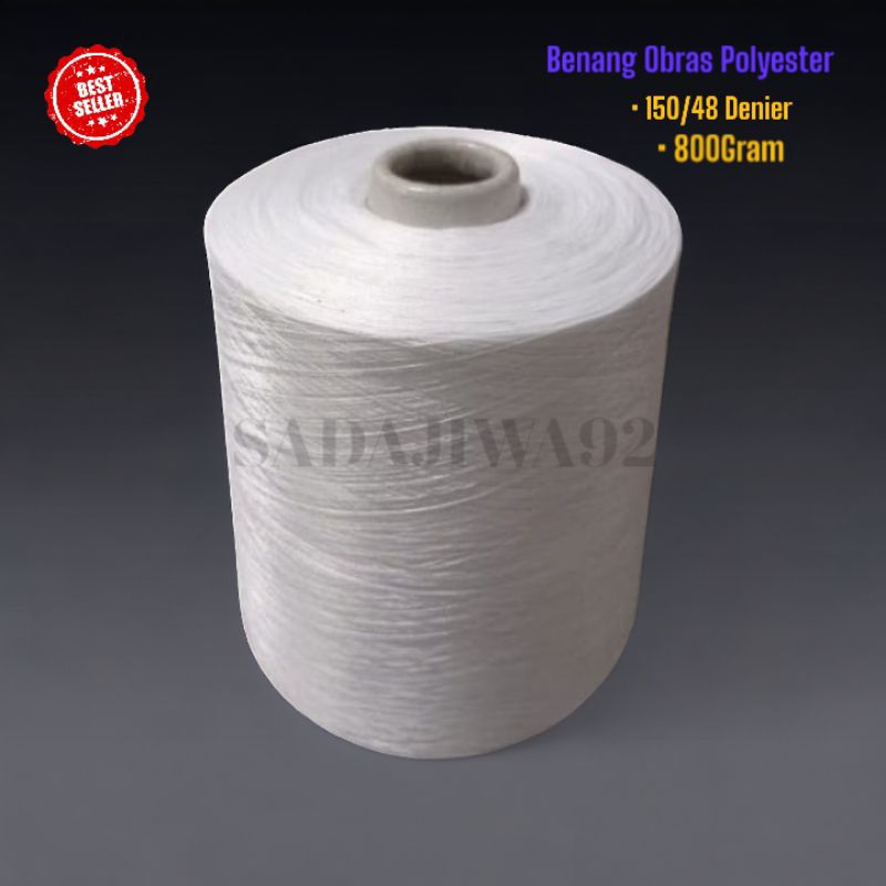 BENANG OBRAS POLYESTER 800GRAM PUTIH | BENANG POLYESTER 150/48 | POLYESTER | POLISTER