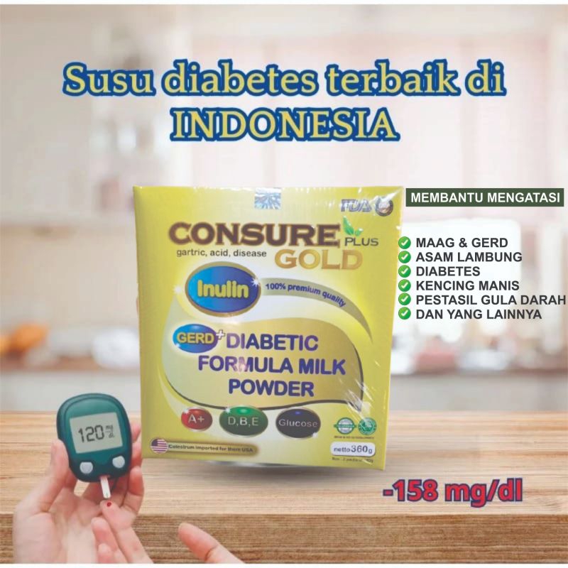 

Susu Konsure diabetes 100% Original Consure Gold atasi maag asam lambung dan Diabetes BPOM