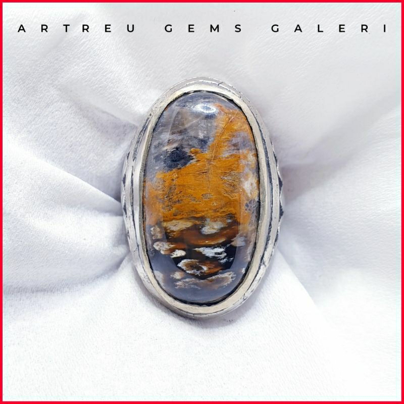 Batu Motif Belang Harimau Totol | COD Bisa | Cincin Batu Akik Ring 5-10