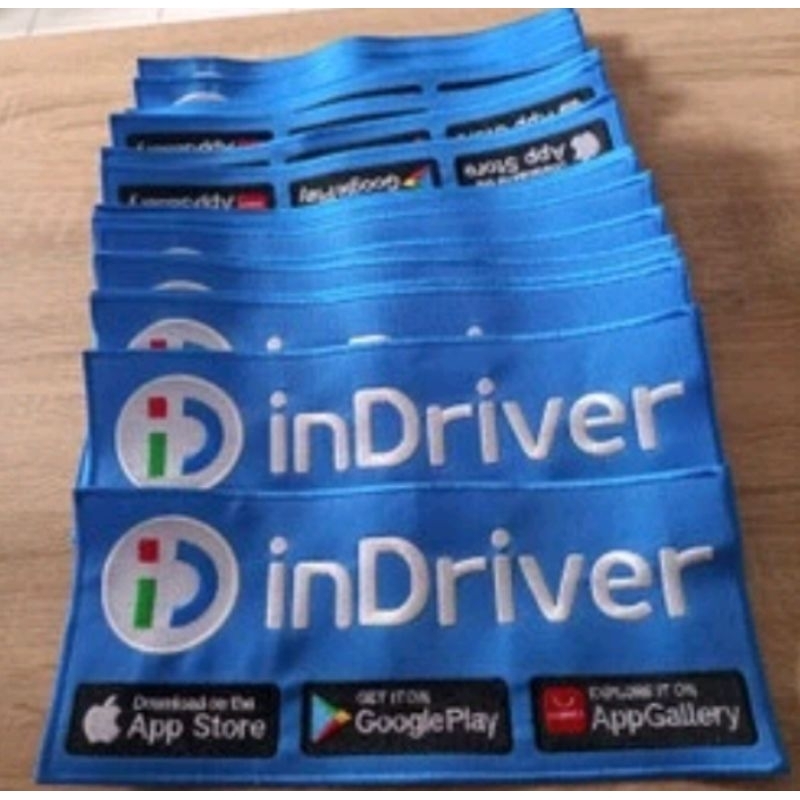 Emblem InDriver belakang besar bordir komputer Logo InDriver Dasar Biru Logo Bordir komputer