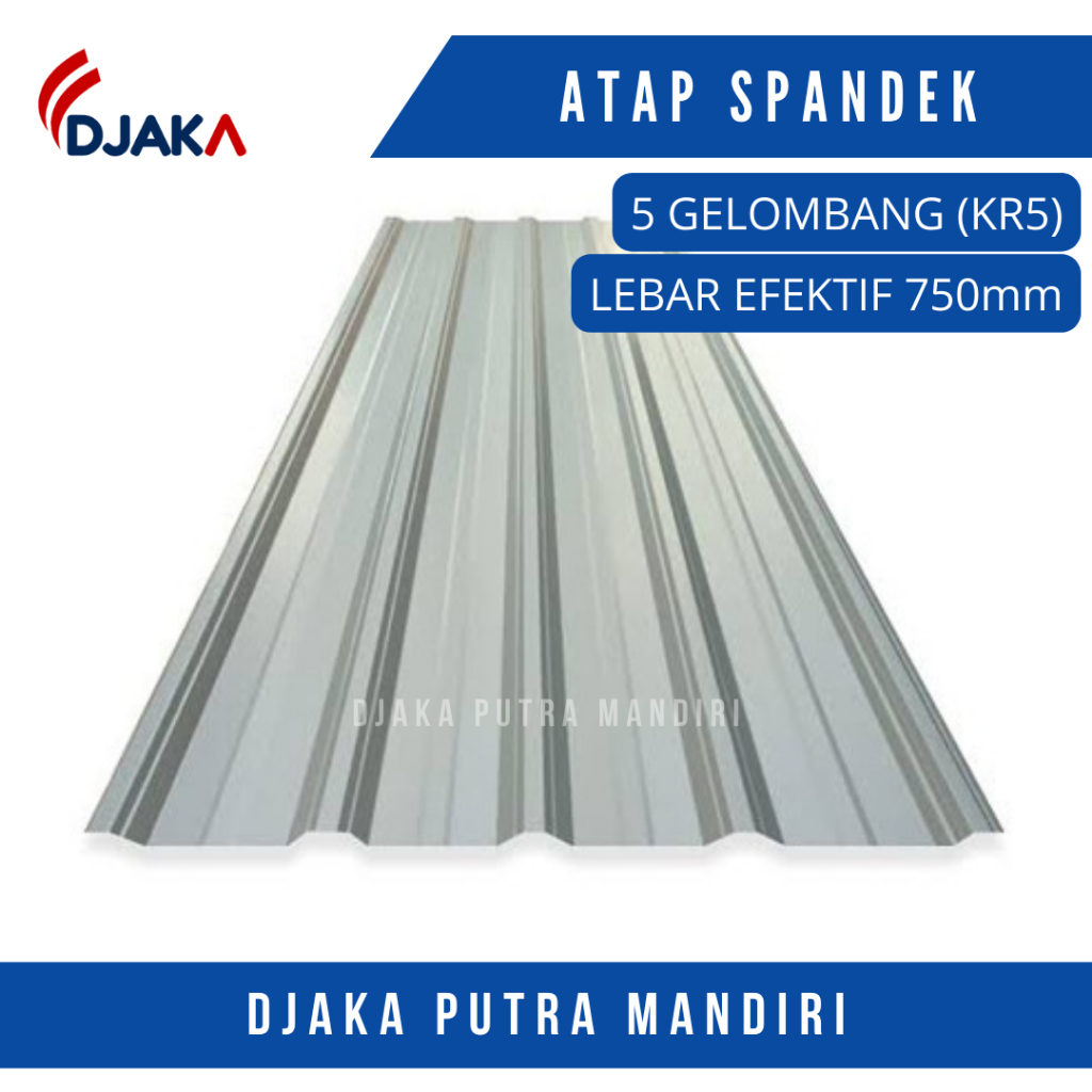 Atap spandek galvalum silver / natural - 5 gelombang