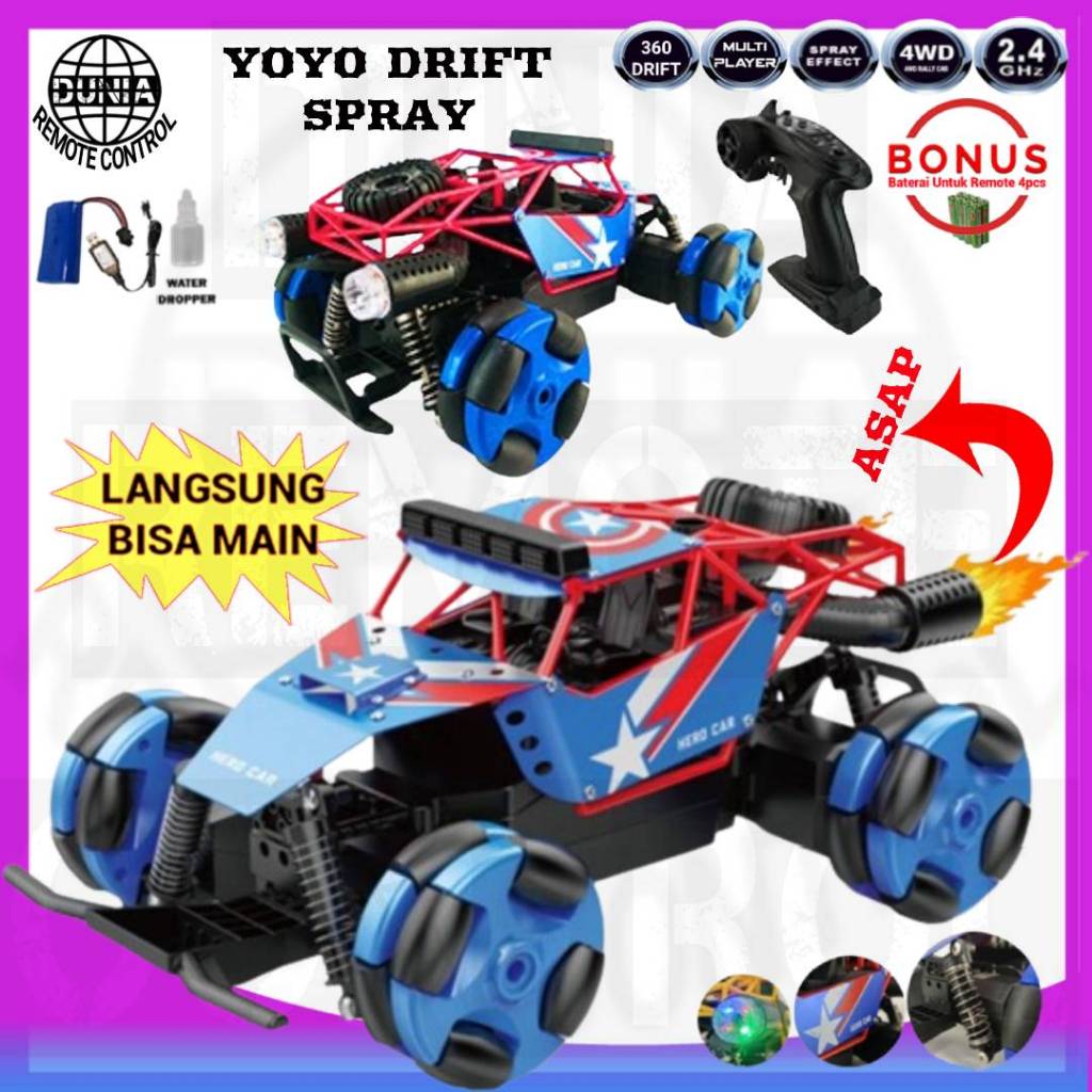 DUNIA REMOTE CONTROL YOYO DRIFT SPRAY OFFROAD BUGGY 4WD 4X4 MOBIL MAINAN ANAK REMOT KONTROL BONUS