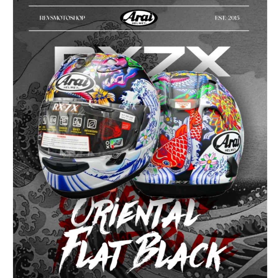 Arai RX7X ORIENTAL FLAT BLACK Helm Full Face Original - SNI