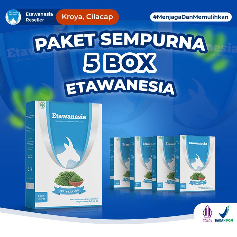 

Paket 5 Box // Susu ETAWANESIA // ETAWA BIRU // Susu Kambing Etawa 5 Kali Lebih Efektif