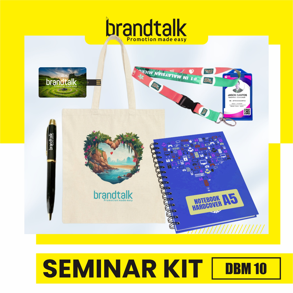 

Pulpen Besi Grafir, Notebook Hard Cover A5, Totebag Canvas Custom, Paket Lanyard, Flashdisk 8GB - Paket Seminar Kit Custom - DBM 10