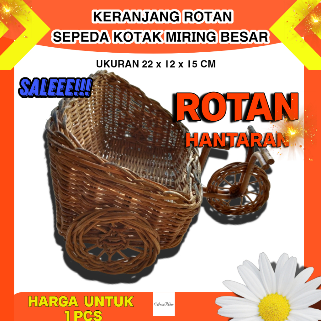 KERANJANG ROTAN SEPEDA KOTAK MIRING BESAR/ROTAN/KERANJANG/HANTARAN/SESERAHAN/SOUVENIR