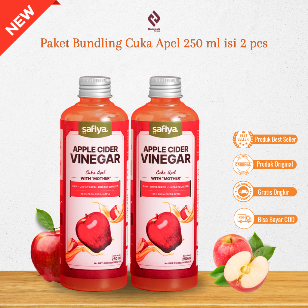 

Paket Isi 2 Pcs Cuka Apel Safiya 250 ml - Apple Cider Vinegar With Mother