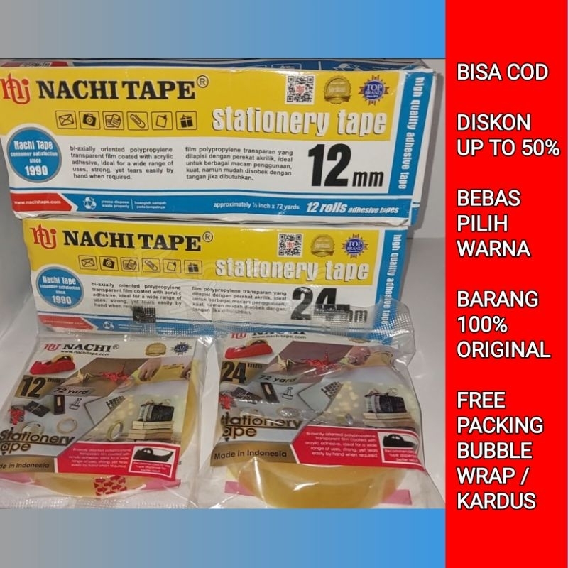 

Nachi Stationery Tape 12mm 24mm / Selotip / Solatip / Isolasi / Lakban / Solasi Murah Original