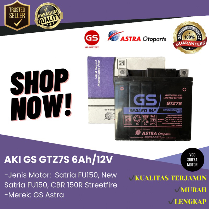 Aki ORI GS ASTRA GTZ7S 6 Ampere/ 12 Volt