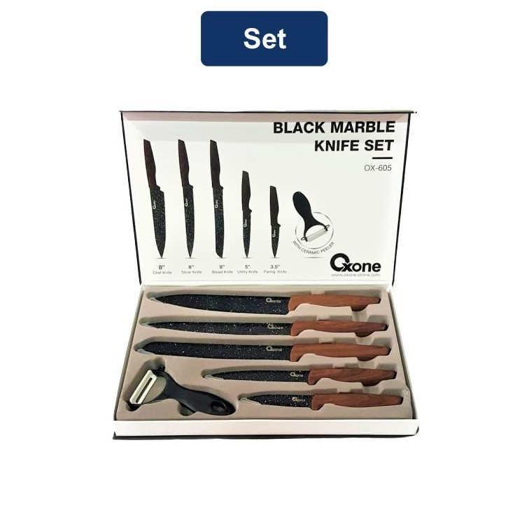 OXONE BLACK MARBLE PISAU DAPUR KNIFE SET OXONE 605 OX-605 OX 605 OX605