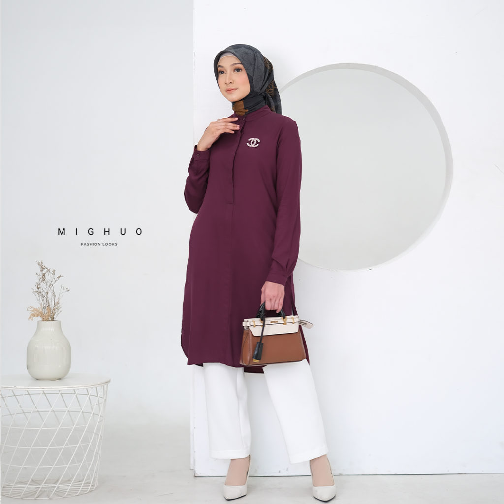 DISKON MIGHUO _ TUNIK POLOS WANITA TERBARU KATUN TWILL RAYON PREMIUM