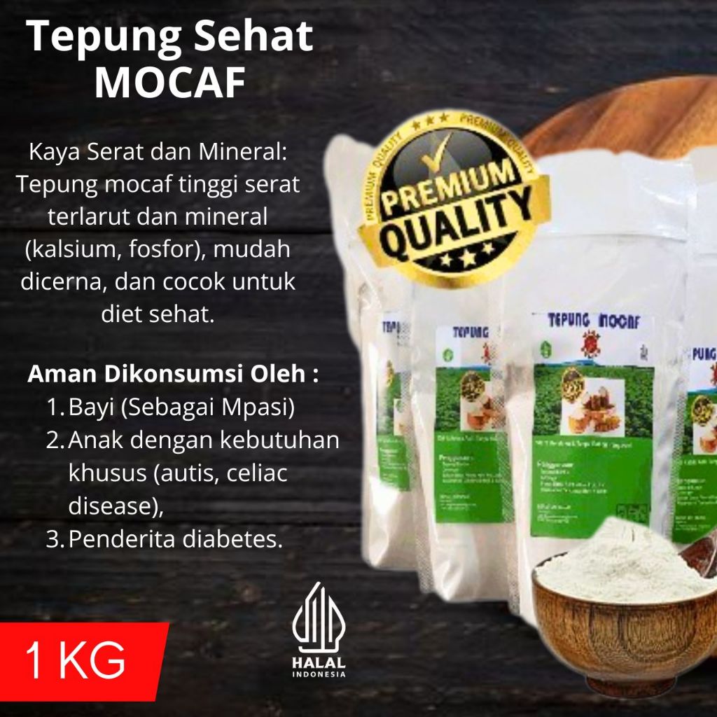 

MOCAF Tepung Sehat Serbaguna Gluten Free Kemasan Ekonomis 1000 Gram