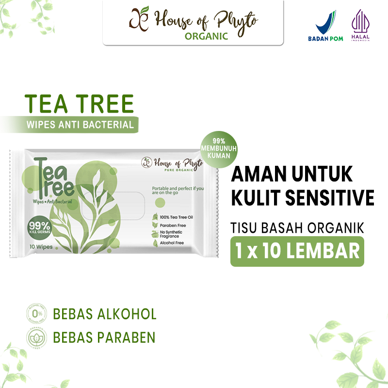 Tissu Basah Phyto Organic , Tisu Basah Bahan 97% Natural & Organik Anti Bakteri - 1 Pack