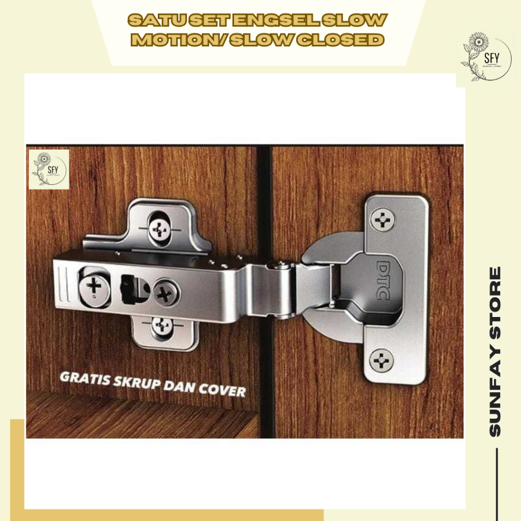 Satu Set Engsel Pintu Slow Closed/Slow Motion/Engsel Lemari XING PING GRATIS SKRUP Engsel