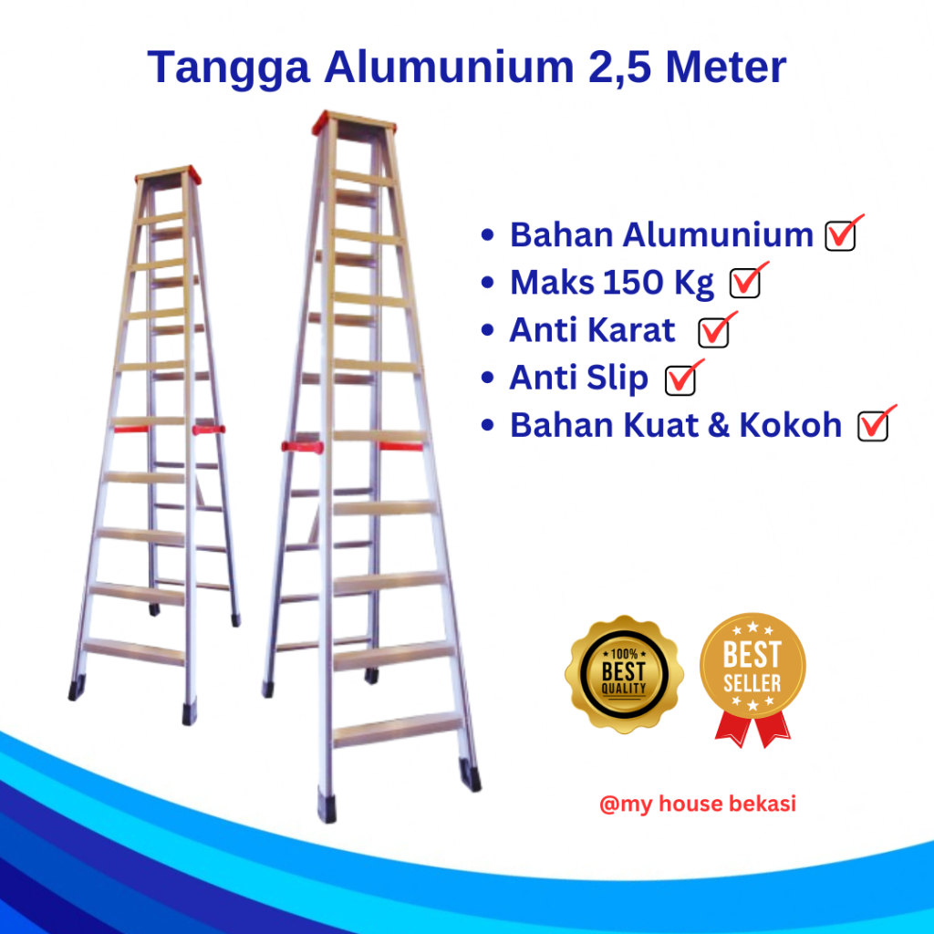 TANGGA LIPAT ALUMUNIUM / TANGGA ALUMUNIUM / TANGGA LIPAT 2,5 METER / TANGGA ALUMUNIUM TERMURAH