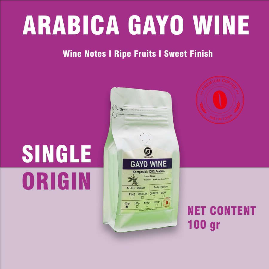 

AROMAYA Kopi Arabika Gayo Wine Arabica Coffee 100 gram