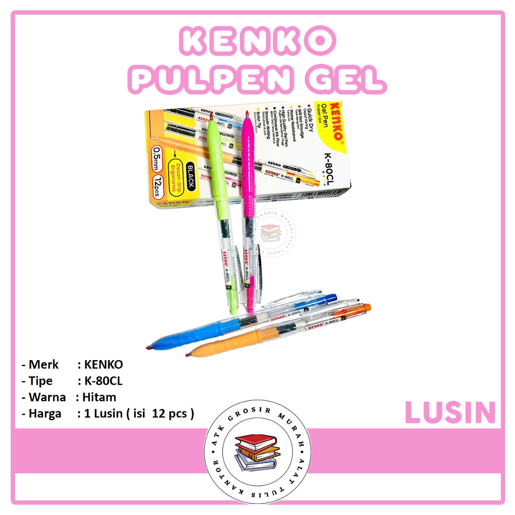 

Kenko - Gel Pen K80CL Pulpen Warna Hitam 0.5mm - Lusin