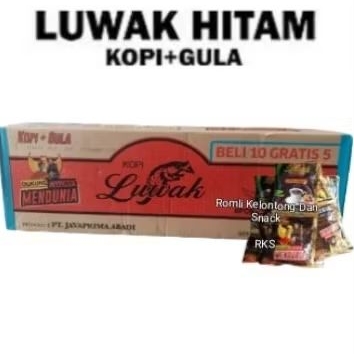 

Kopi Luwak Hitam Kopi + Gula 1Dus / Karton isi 10 Renceng x 15 Pcs 25gr ( 150 Sachet )