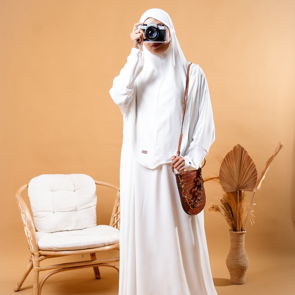 SYARISENSE Medina Abaya Set Khimar Bergo Umroh Haji Kerudung Gamis Premium French Khimar FK Cadar Lo
