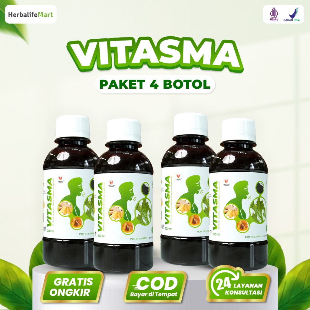 Vitasma - Madu Herbal Mengobati Asma Sesak Nafas & Batuk Paket 4 Botol
