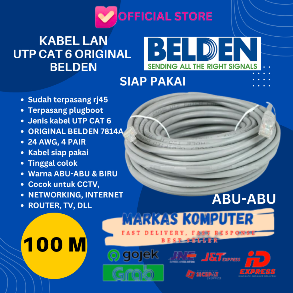 Kabel LAN UTP Belden Cat 6 100M - Cat6 Belden Original Siap Pakai 100 Meter