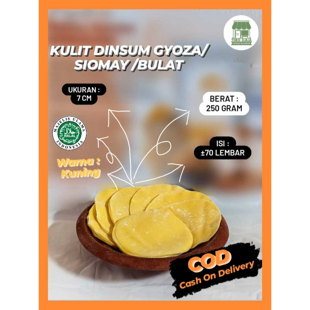 

Kulit Dimsum Kulit Siomay Gyoza Bulat Diameter 7cm Isi 250gram Warna Kuning Halal Enak Tipis Elastis Bergizi