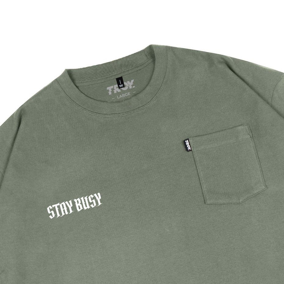 Troy Company T-shirt Boxy Pocket Oversize Sage Green StayBusy - Kaos Pocket Boxy Oversize Hijau Sage BK 2593