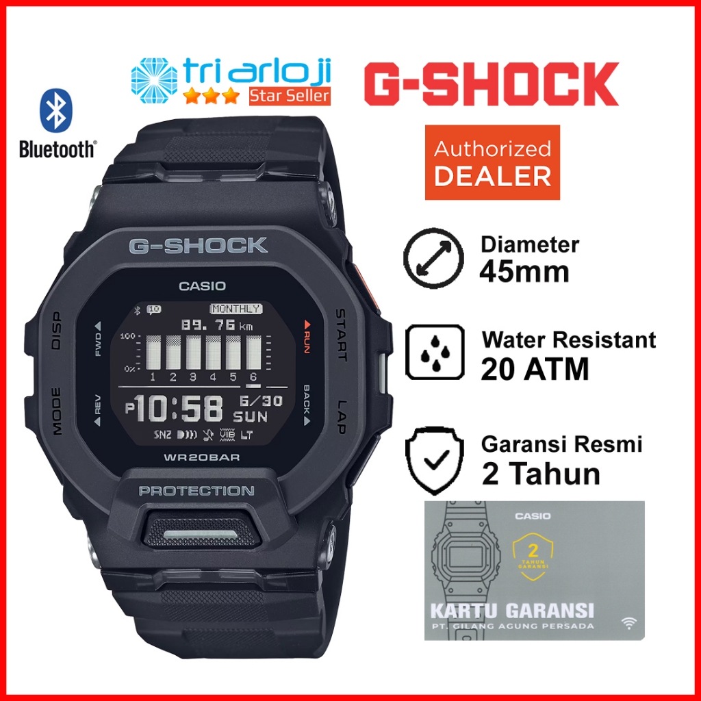 Casio G-SHOCK GBD-200-1DR Jam Tangan Pria GSHOCK GBD200 GBD-200-1 G-SQUAD
