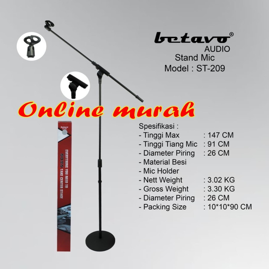 stand mic betavo st209 / st 209 kaki bulat original