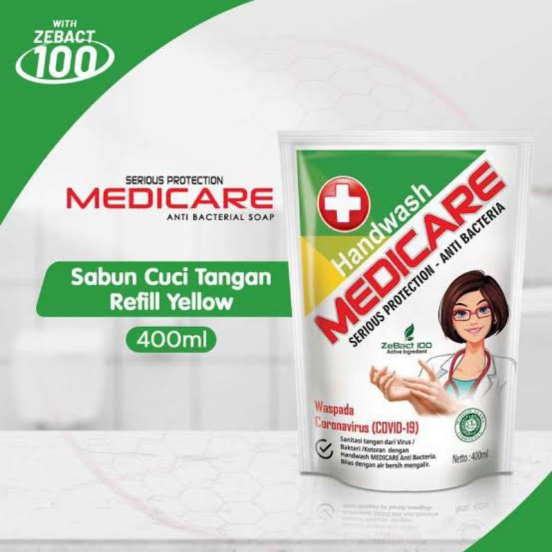 Medicare Handwash Antibakterial Sanitasi 400 ml Refil Pouch