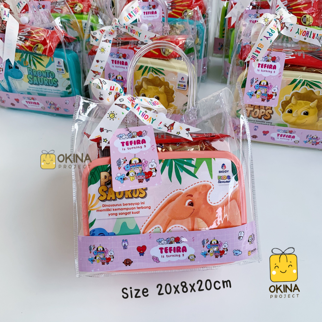 

[PREMIUM - 20x8x20] OKINA Tas Mika Transparan | Tas PVC Bening | Tas Hampers Polos | Goodiebag Hampers | Gift Bag | Souvenir Ulang Tahun