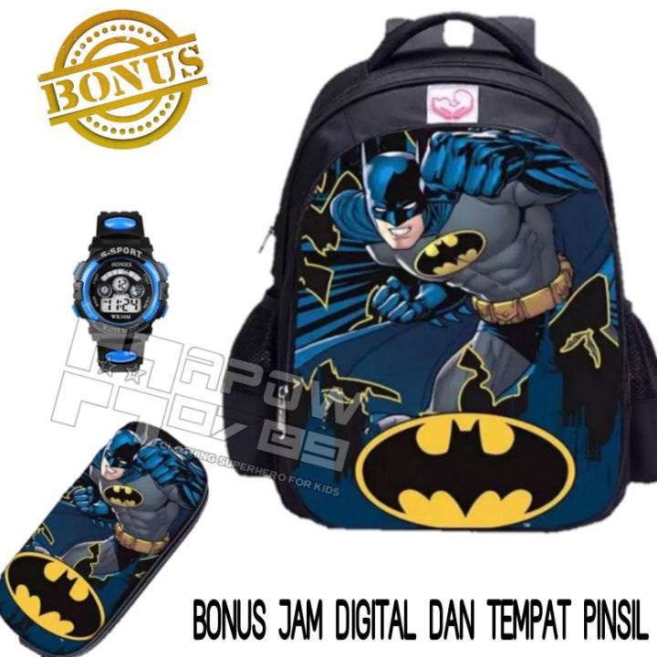 Tas ransel anak laki laki karakter superhero tempat sil jam tangan  tas anak