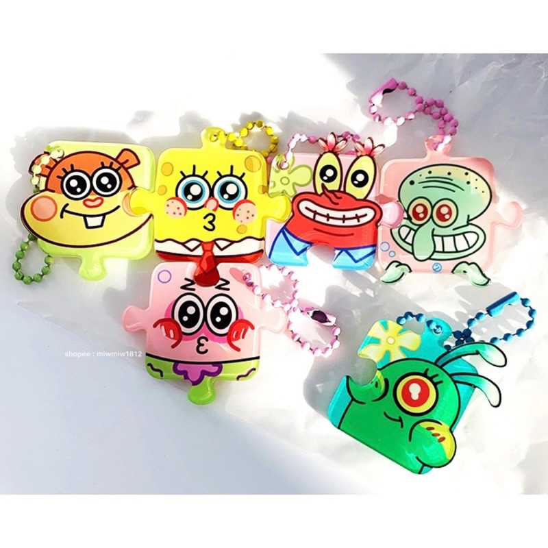 Bagcharm Keychain Ganci GAMBAR 2 SISI ( BOLAK - BALIK ) BISA PILIH MOTIF SPONGEBOB Gantungan Kunci G