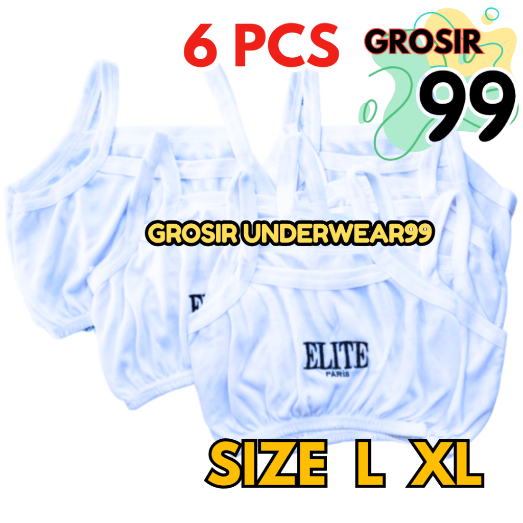 PAKET 6 PCS Miniset Putih Wanita Anak Remaja SD SMP SMA Size L XL Elite GROSIR99