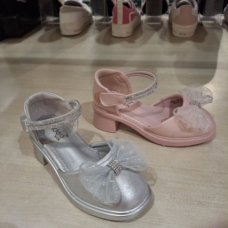 Fladeo kids new arrival sepatu sandal tali pesta heels hak 3cm anak perempuan motif pita ringan empu
