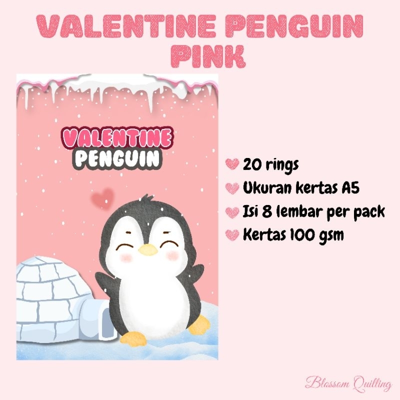 

Kertas Binder A5 / Loose Leaf A5 - Valentine Penguin Pink (New with Cover)