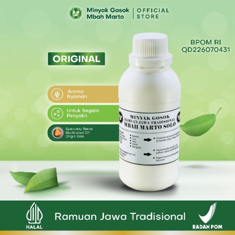 Minyak Mbah Marto Solo Original Kemasan Lama 250ml Plastik Ramuan Jawa Tradisional