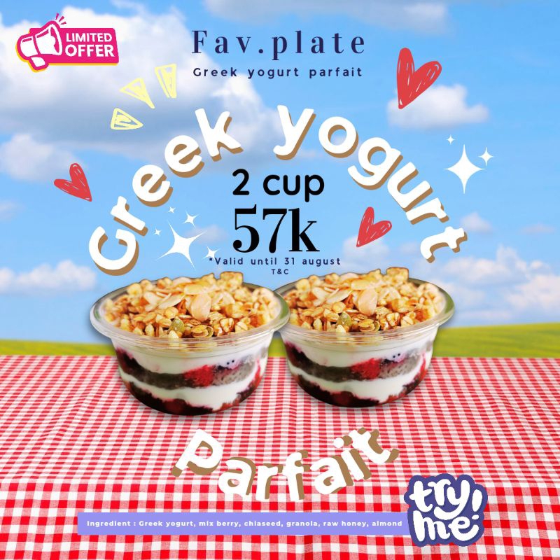 

GREEK YOGURT PARFAIT PROMO!! LIMITED STOCK!!