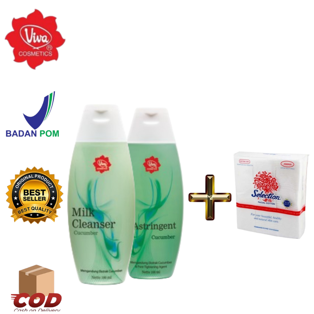 Viva - paket glowing dan putih Toner Wajah milk cleanser cucumber + Astringent Cucumber mengatasi fl