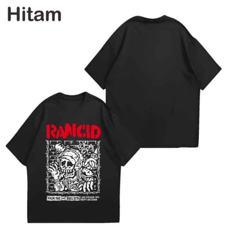 KAOS HITAM DEWASA BAJU BAND RANCID - HOUSE OF BLUES | T-SHIRT BLACK BAJU BAND RANCID | KAOS BAND | K