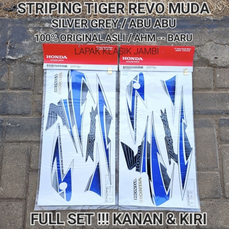 Striping Stiker Sticker TIGER REVO Tahun Muda SILVER LIST BIRU  Original Asli AHM Honda