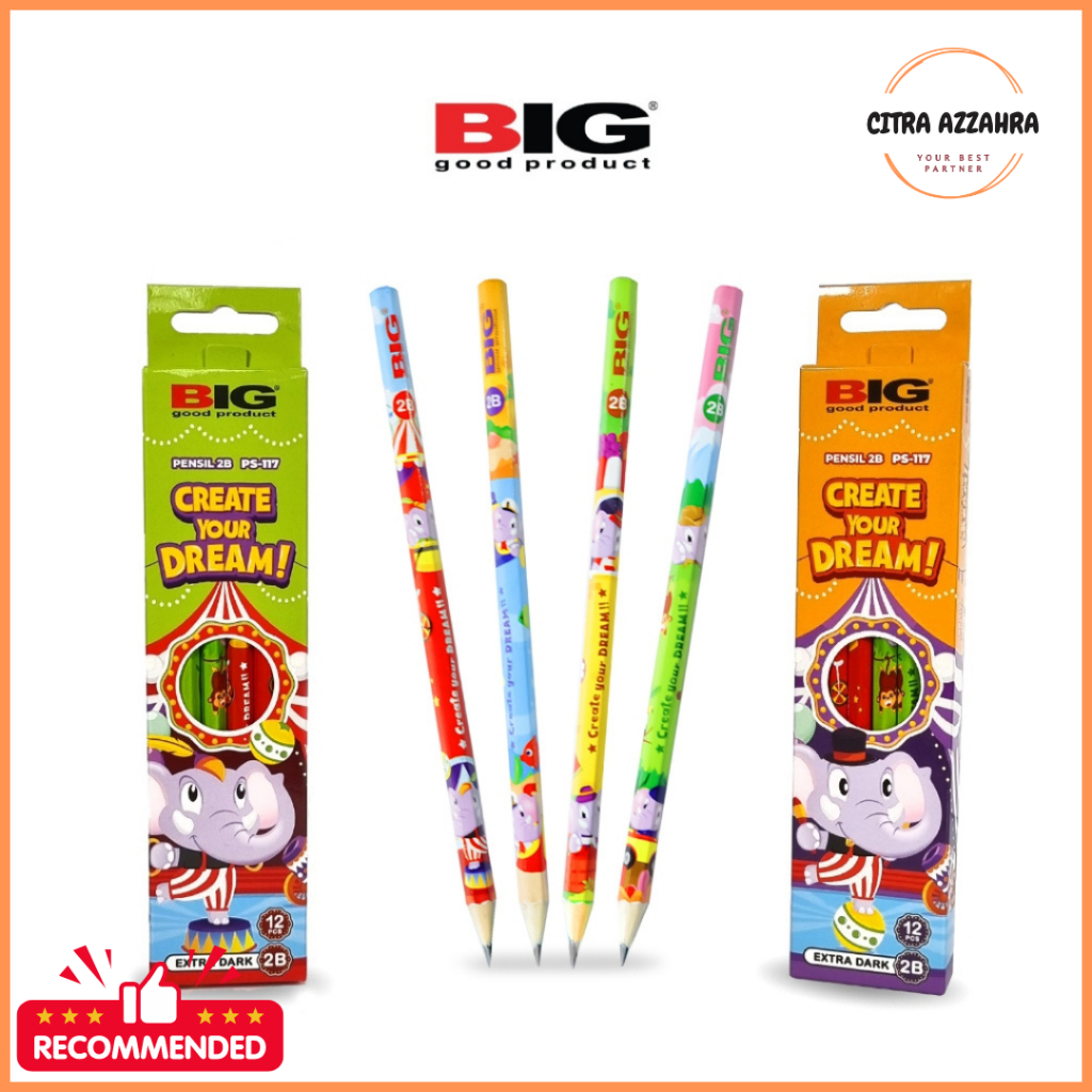 

ISI 12 Pcs BIG Pensil 2B Karakter Seri Bum Elephant Graphite Pencil Extra Dark PS-117