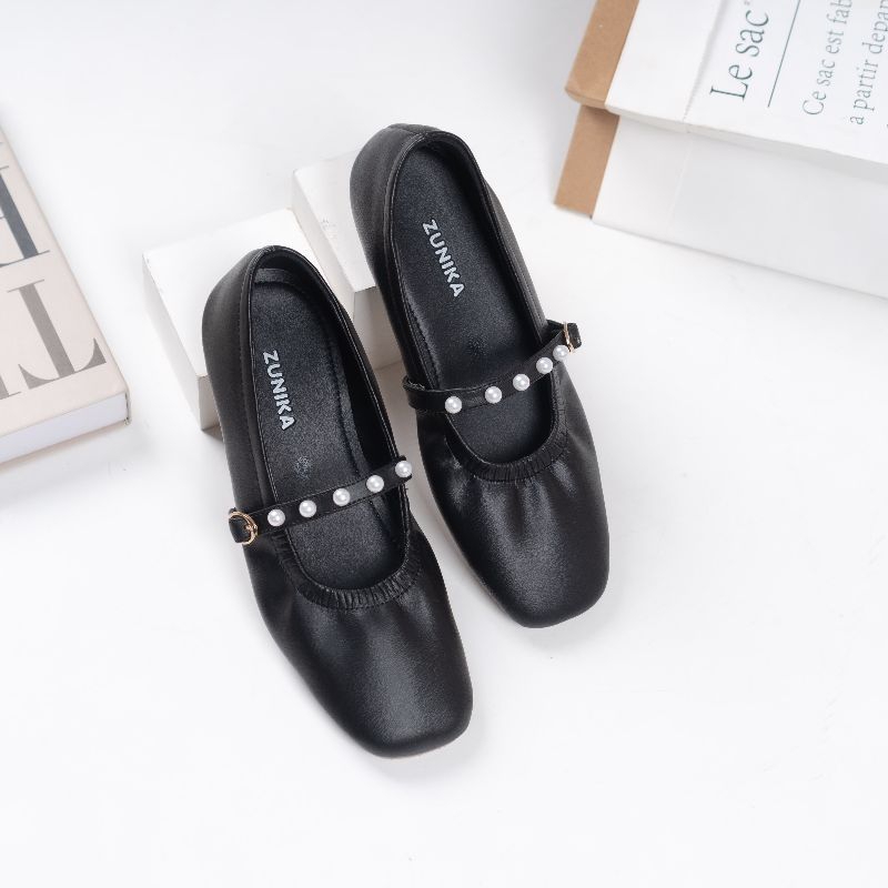 AYUKOOO.ID KYOMI SHOES BLACK BY ZUNIKA | FLATSHOES BALLERINA SHOES WANITA CANTIK NYAMAN