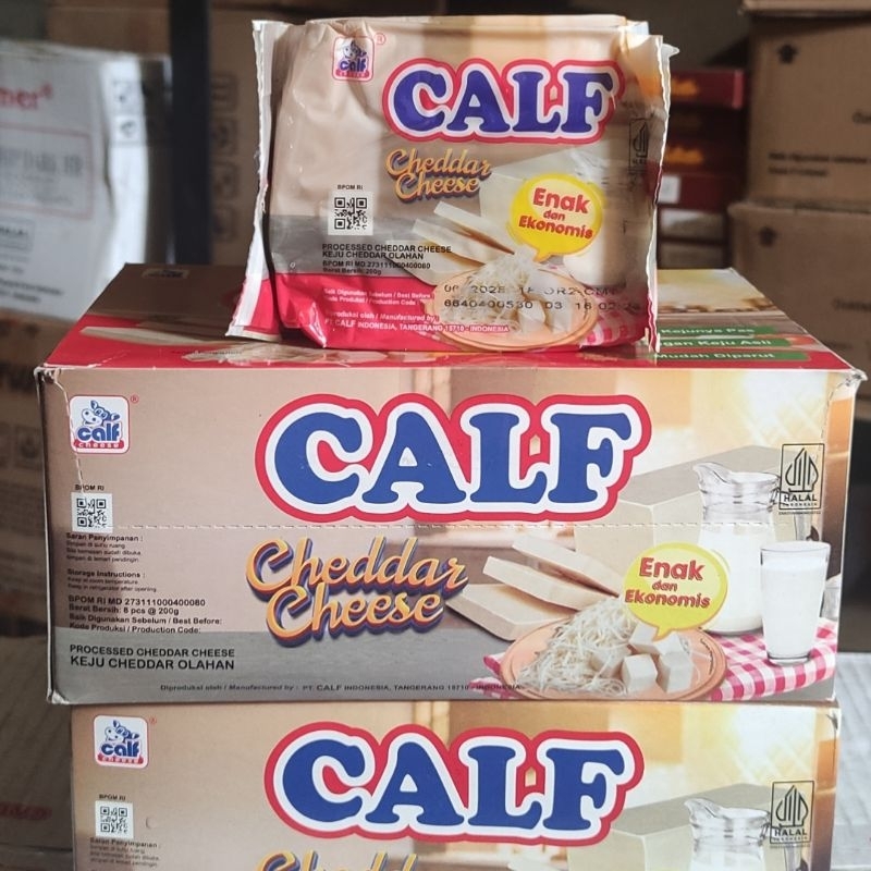 

1 box keju cheddar calf 200gr (8 pcs)